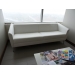 White Leather Low Back Reception Room Sofa, 79 x 29 in.